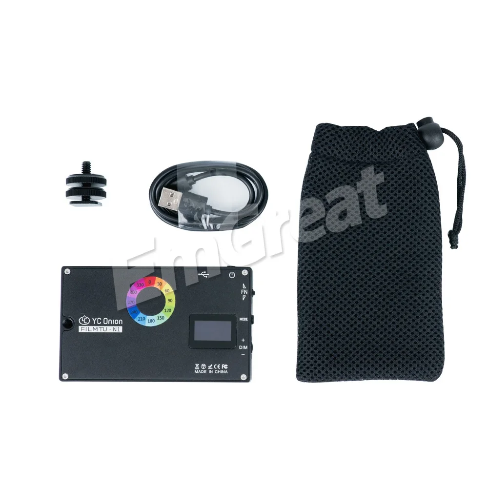 YC Onion FILMTU-N1 RGB Full Color Led Video Light 2400-10000K Adjustable 0-100% Stepless Dimming LED Display 11 Pre-Programmed
YC Onion FILMTU-N1 RGB Full Color Led Video Light 2400-10000K Adjustable 0-100% Stepless Dimming LED Display 11 Pre-Programmed