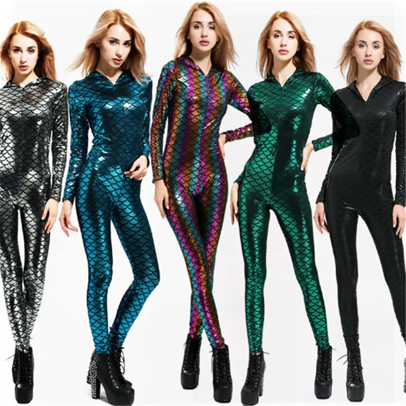 Костюм Русалки Zentai для взрослых ночной клуб DS с длинным рукавом Комбинезоны