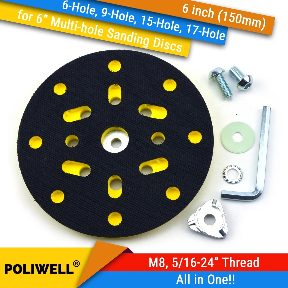 6 Inch(150mm) Multi-Hole All in One Dust-free M8 and 5/16-24" Thread Back-up Sanding Pad, FESTOOL Sander Grinder Accessories
6 Inch(150mm) Multi-Hole All in One Dust-free M8 and 5/16-24" Thread Back-up Sanding Pad, FESTOOL Sander Grinder Accessories