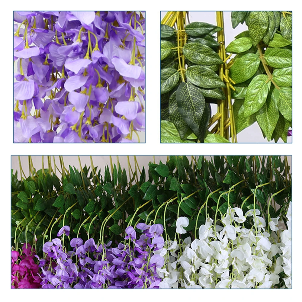 KEYBOX 10pcs Romantic Fake Silk Wisteria Vine Ratta Artificial Hanging Flowers for Wedding Party Home Garden Decoration | Дом и сад