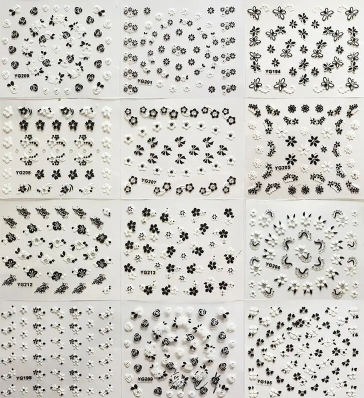 24Pcs/lot Manicure White&Black Flowers Design Nail Stickers DIY Decorations Tools For 3D Nail Art Decals
24Pcs/lot Manicure White&Black Flowers Design Nail Stickers DIY Decorations Tools For 3D Nail Art Decals