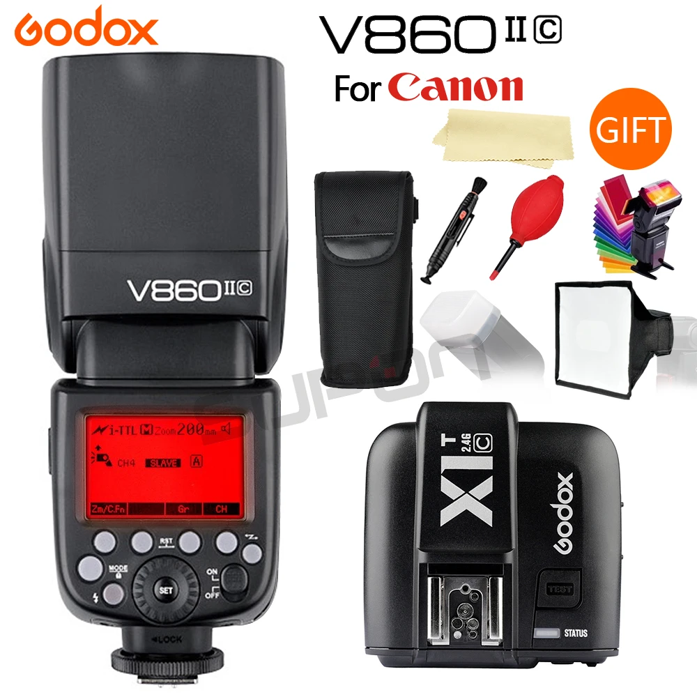 Вспышка Godox V860II, V860IIC, TTL, высокопрочная сталь, 8000 с, литий-ионный аккумулятор, 2,4G, с X1T-C + софтбоксом для Canon 60D/650D/80D DSLR, подарок
Вспышка Godox V860II, V860IIC, TTL, высокопрочная сталь, 8000 с, литий-ионный аккумулятор, 2,4G, с X1T-C + софтбоксом для Canon 60D/650D/80D DSLR, подарок
