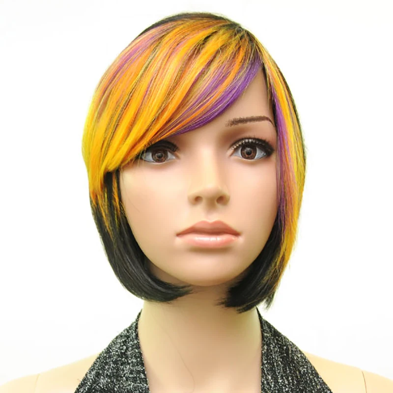 HAIRJOY женский парик из синтетических волос 3 тона разные цвета короткие прямые