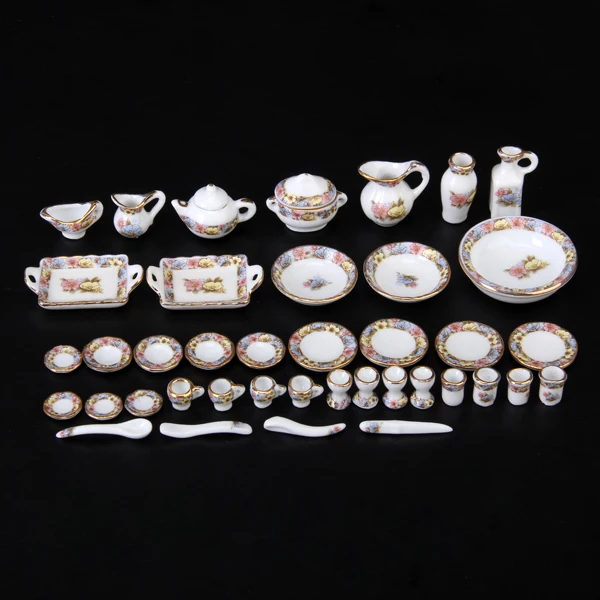 New Doll House 40 pcs Flower Style Dollhouse Miniature Dining Ware Porcelain Tea Set Dish Cup Plate Flowers Dolls Accesssories
New Doll House 40 pcs Flower Style Dollhouse Miniature Dining Ware Porcelain Tea Set Dish Cup Plate Flowers Dolls Accesssories