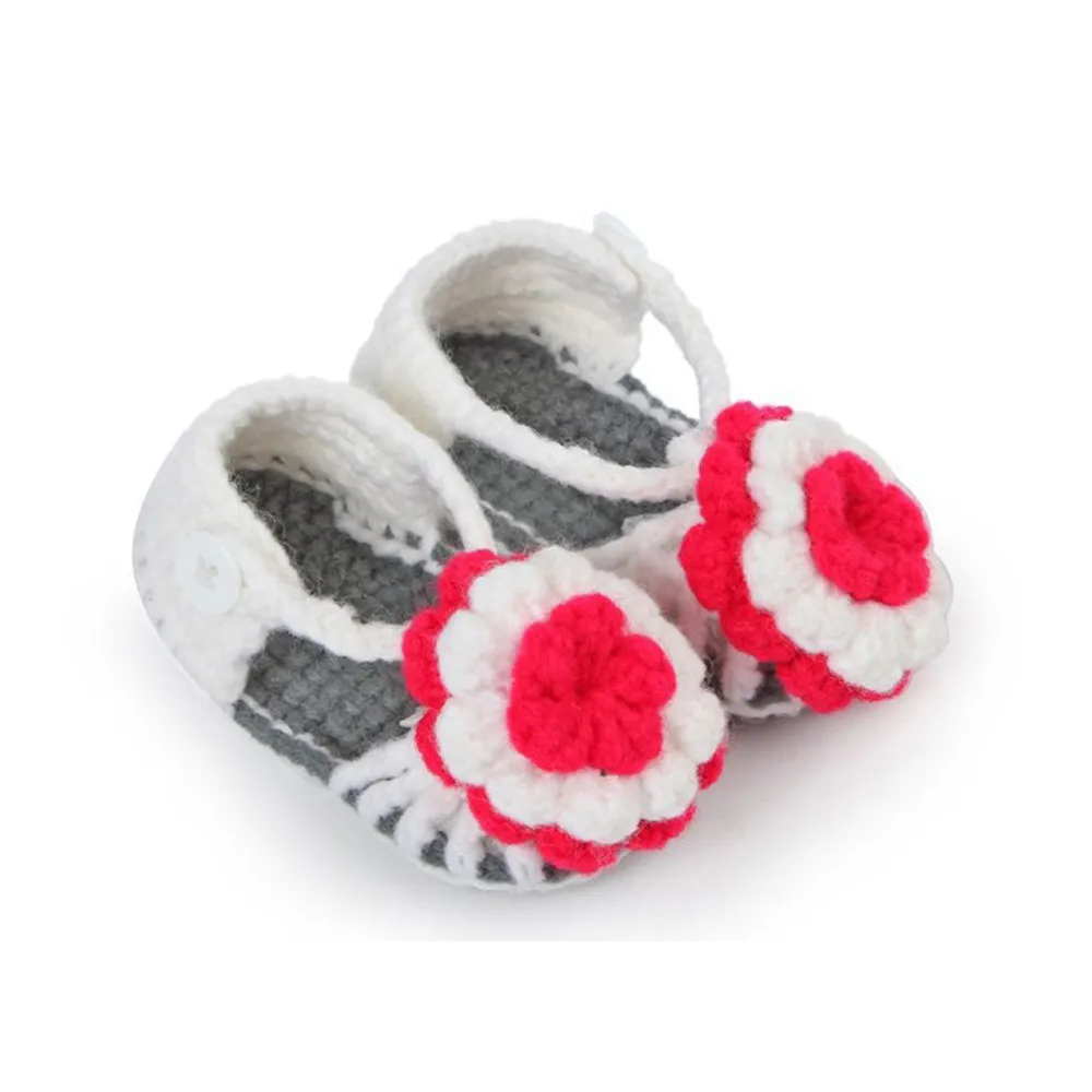 2018 детская Праздничная обувь для новорожденных с цветочным рисунком и вязаными