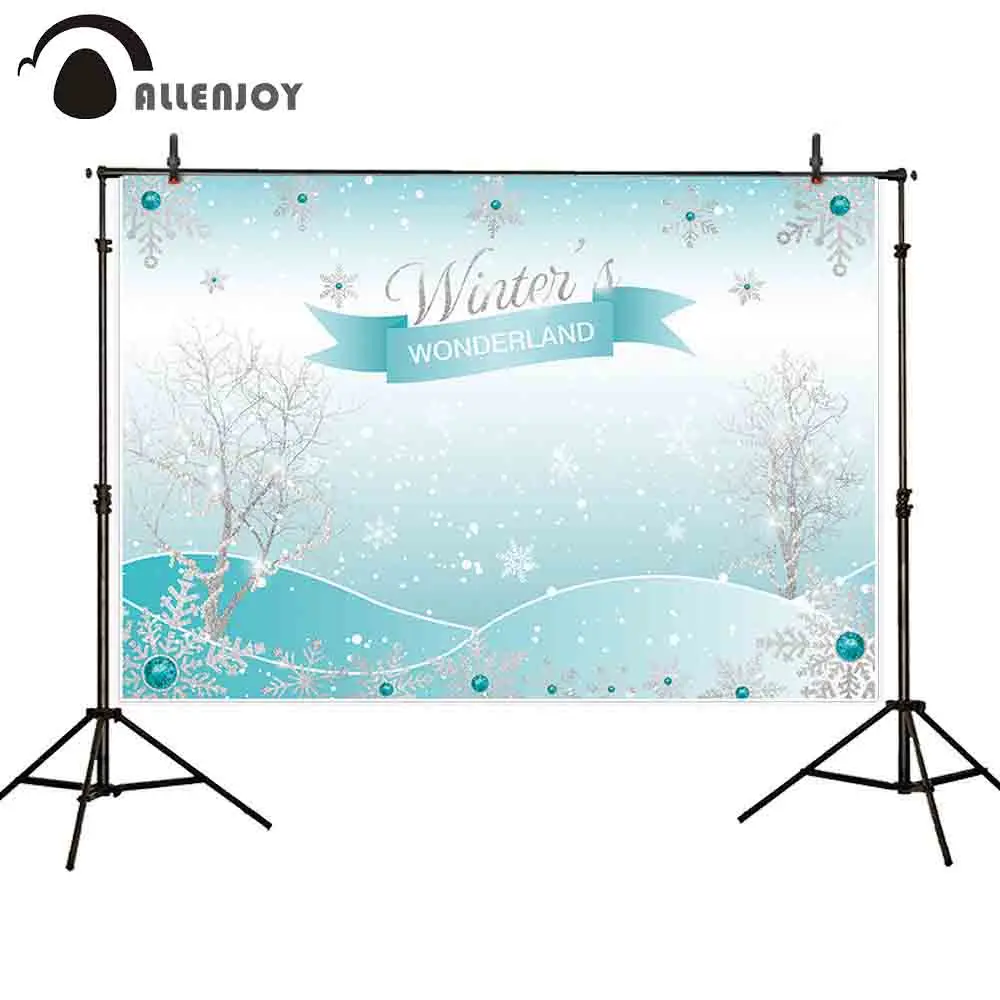 Allenjoy фоны для фотосъемки Синяя Зимняя Страна Чудес тема серебряное дерево снег