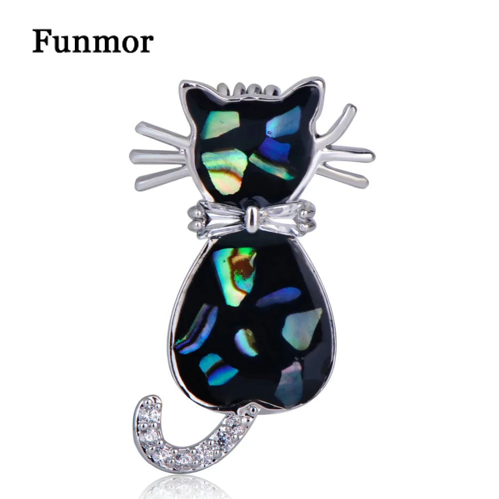 FUNMOR Cute Abalone Shell Cat Shape Brooches For Women Child Shirt Dress Decoration Silver Color Zircon Animal Small Brooch Pins
FUNMOR Cute Abalone Shell Cat Shape Brooches For Women Child Shirt Dress Decoration Silver Color Zircon Animal Small Brooch Pins