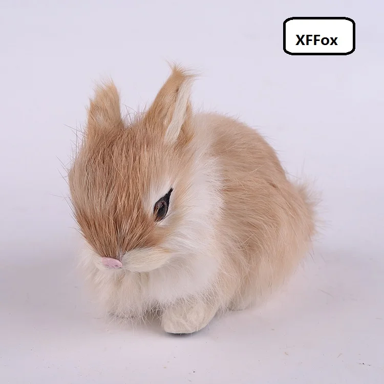 small real life yellow rabbit model plastic&furs cute rabbit doll gift about 13x7x10cm xf1954