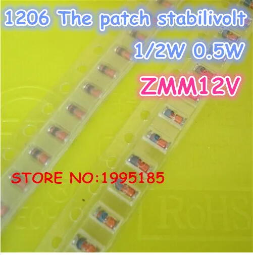 100Pcs/Lot ZMM12V LL-34 1/2W 1206 SMD 0.5W SILICON PLANAR Zener Diodes