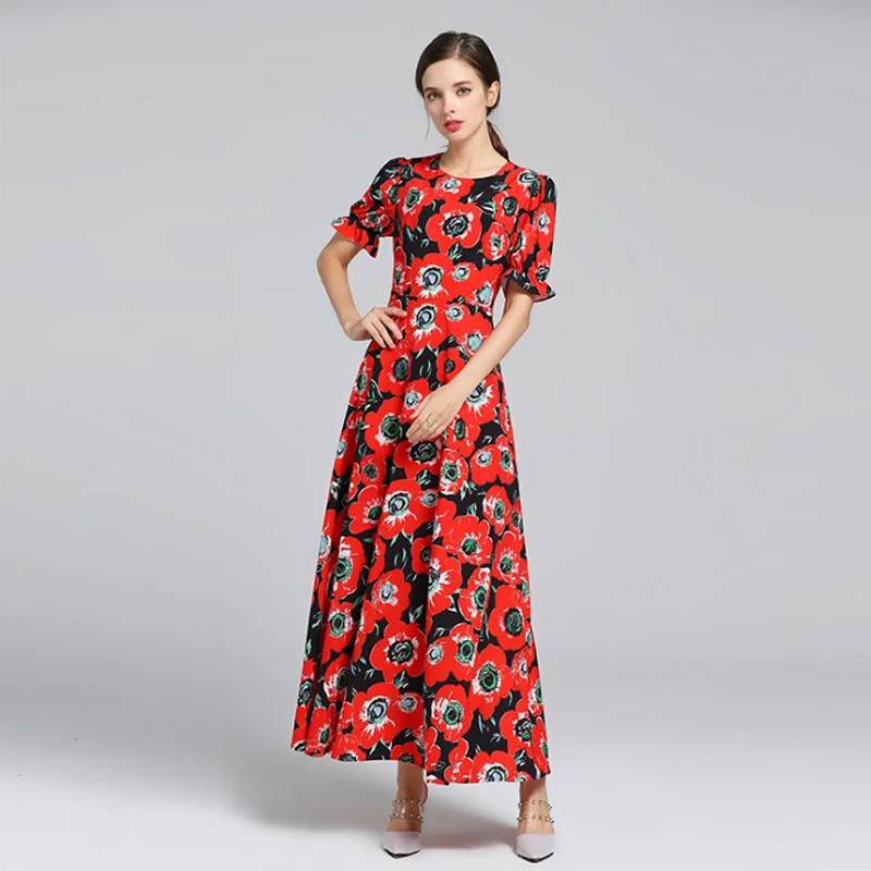 2019 Spring Ummer New Red Women Dress Flowers Abstract Print Round Neck Short-sleeved Noble High Waist Slim Beach Ladies Dresses
2019 Spring Ummer New Red Women Dress Flowers Abstract Print Round Neck Short-sleeved Noble High Waist Slim Beach Ladies Dresses