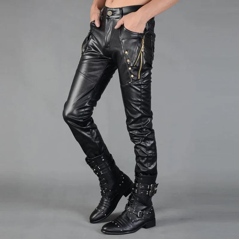 Black motorcycle faux leather pants men straight casual trousers pu rivets pants for men fashion pantalon homme personalized
Black motorcycle faux leather pants men straight casual trousers pu rivets pants for men fashion pantalon homme personalized