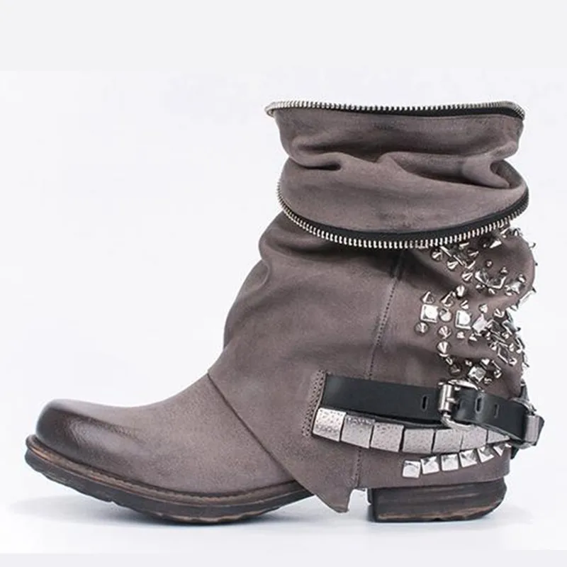Mabaiwan Women Shoes Winter Snow Genuine Leather Ankle Boots Retro Style Motorcycle Boots Rivets Short Zipper Shoes Women Flats
Mabaiwan Women Shoes Winter Snow Genuine Leather Ankle Boots Retro Style Motorcycle Boots Rivets Short Zipper Shoes Women Flats