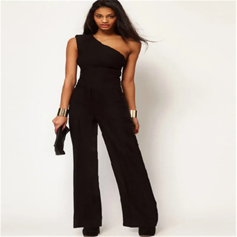2018 European and American fashion women sexy slim trend one shoulder bell pants pure color strapless one-piece trousers
2018 European and American fashion women sexy slim trend one shoulder bell pants pure color strapless one-piece trousers