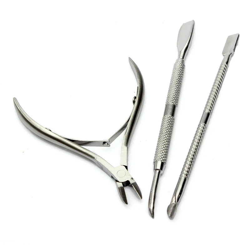 3Pcs/set Stainless Steel Nail Cuticle Pusher Spoon Remover Cutter Nipper Clipper Nail Scissors Nail Art Manicure Tools Kits Set
3Pcs/set Stainless Steel Nail Cuticle Pusher Spoon Remover Cutter Nipper Clipper Nail Scissors Nail Art Manicure Tools Kits Set