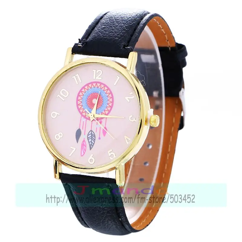 100pcs/lot Dream Chaser leather watch no logo gold case wrap quartz casual wholesale wristwatch for unisex fashion clock - купить по