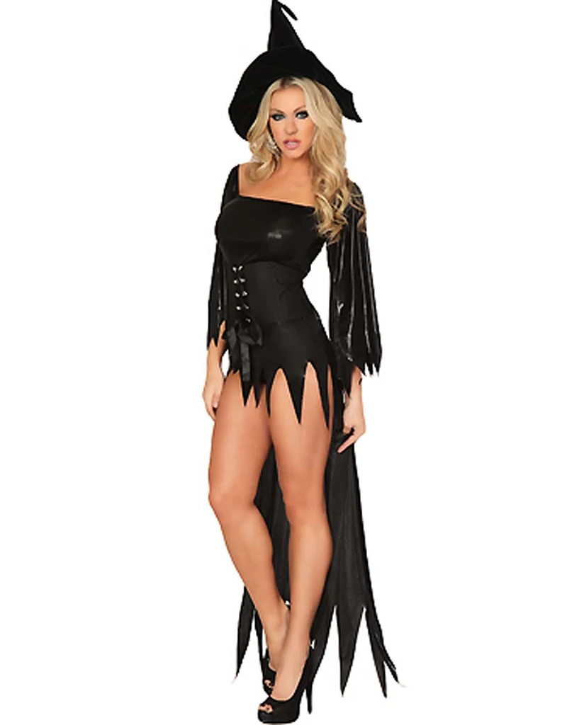 

Women Sexy Witch Costumes Adult Halloween Cosplay Carnival Party Costume Devil Tassel Deluxe Fancy Dress