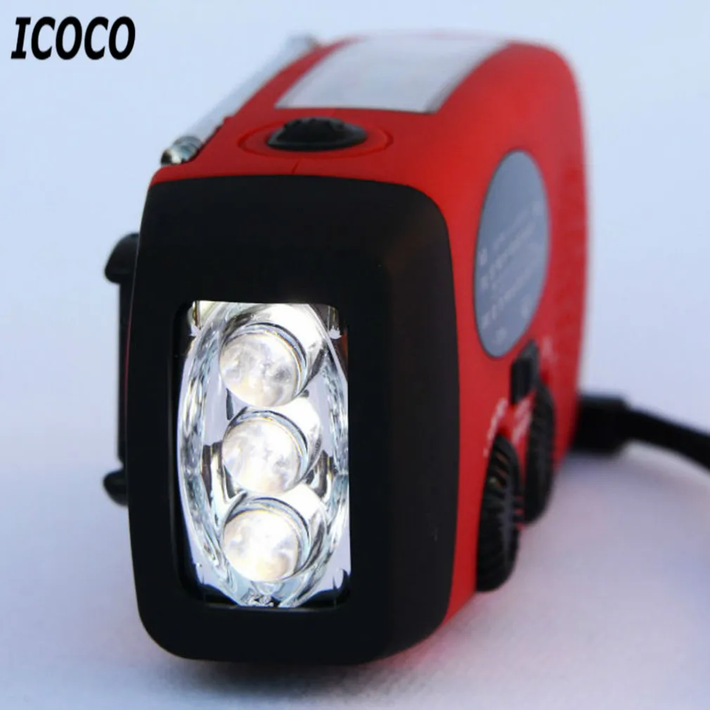 3 in 1 Emergency Charger Flashlight Hand Crank Generator Wind up Solar Dynamo Powered FM/AM Radio Charger LED Flashlight
3 in 1 Emergency Charger Flashlight Hand Crank Generator Wind up Solar Dynamo Powered FM/AM Radio Charger LED Flashlight