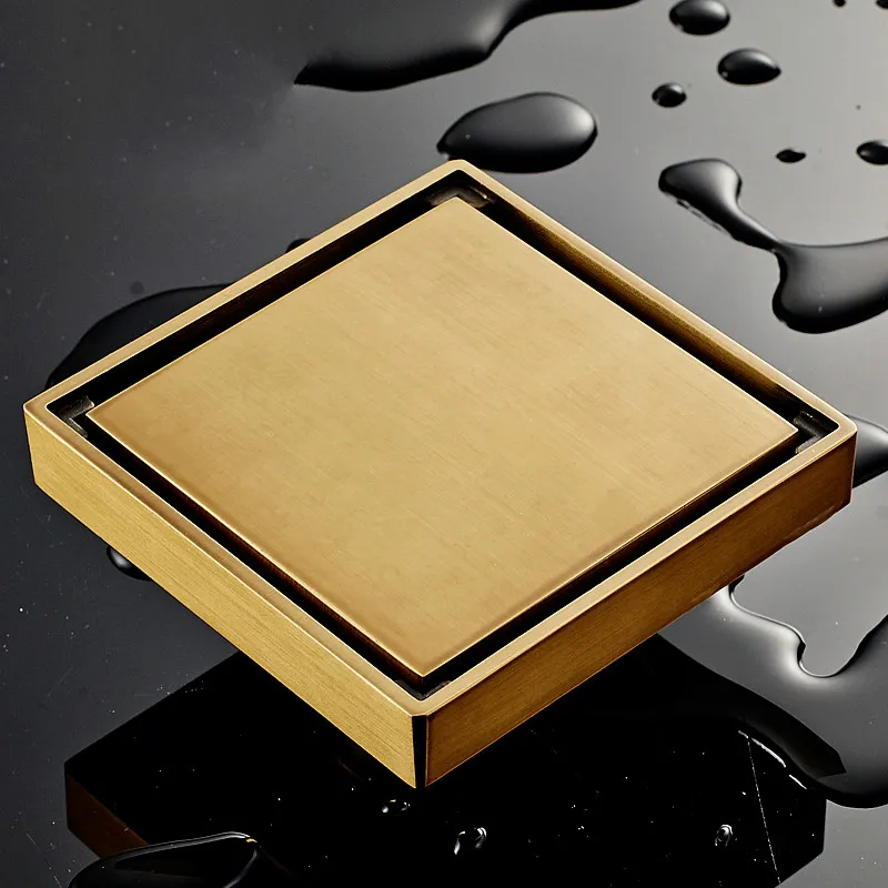100*100mm Brass Gold Hidden Invisible Deodorant Floor Drain Square Antique Bathroom 304 Stainless Steel Filter
100*100mm Brass Gold Hidden Invisible Deodorant Floor Drain Square Antique Bathroom 304 Stainless Steel Filter