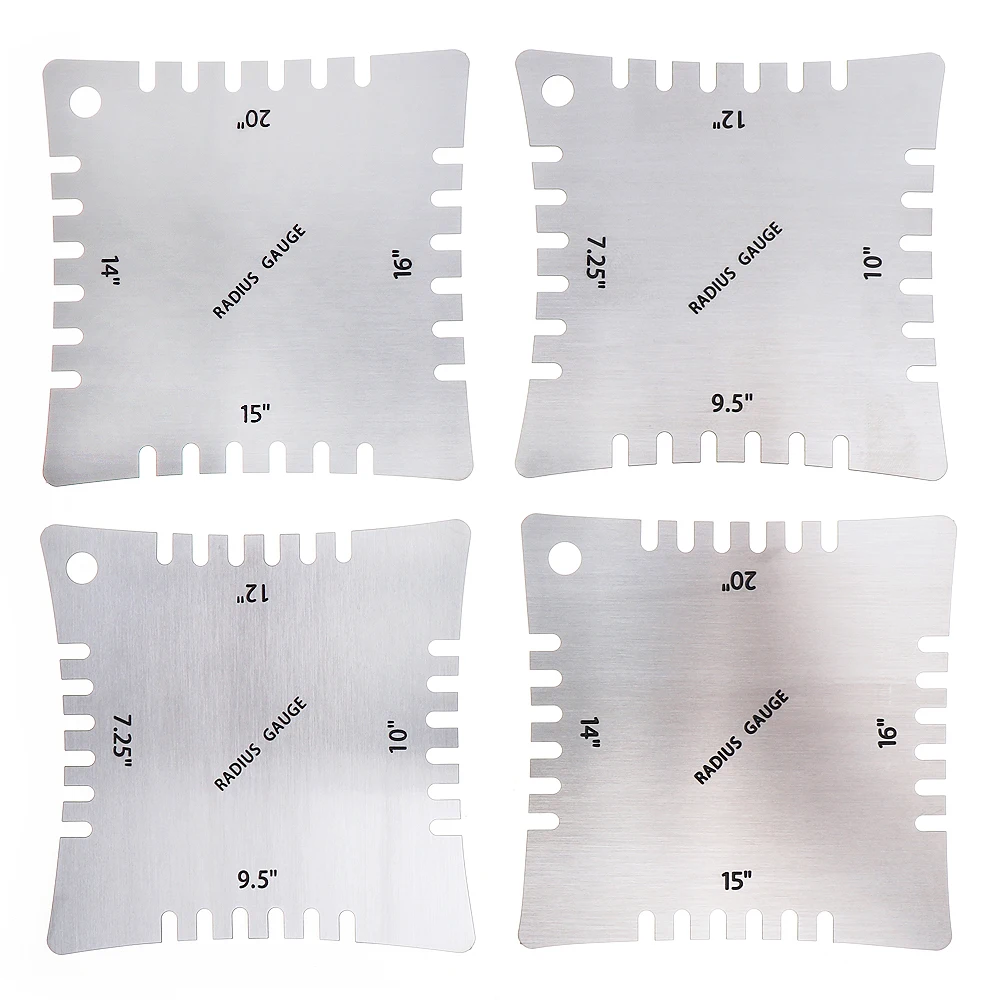 4pcs/lot Silver Stainless Steel Guitar Notched Radius Gauge Fingerboard Fretboard Measuring Tool Set for Musical Instruments
4pcs/lot Silver Stainless Steel Guitar Notched Radius Gauge Fingerboard Fretboard Measuring Tool Set for Musical Instruments