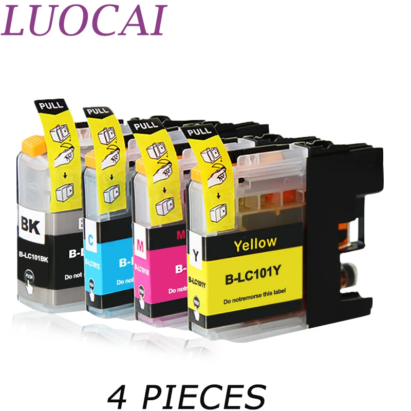 

4 pieces LC101 LuoCai Compatible ink cartridges For Brother MFC-J285DW J450DW J470DW J475DW J650DW J870DW J875DW printers