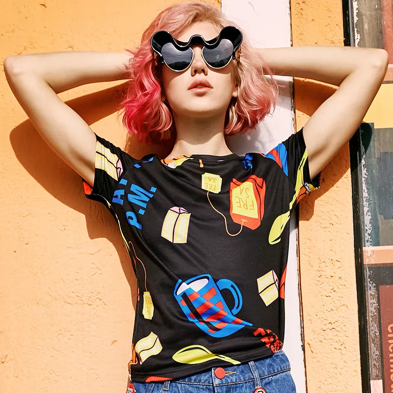 Hiawatha Women Clothes 2019 Black Personality Printed T Shirt Summer Short Sleeve Girl T-Shirts TX057
Hiawatha Women Clothes 2019 Black Personality Printed T Shirt Summer Short Sleeve Girl T-Shirts TX057