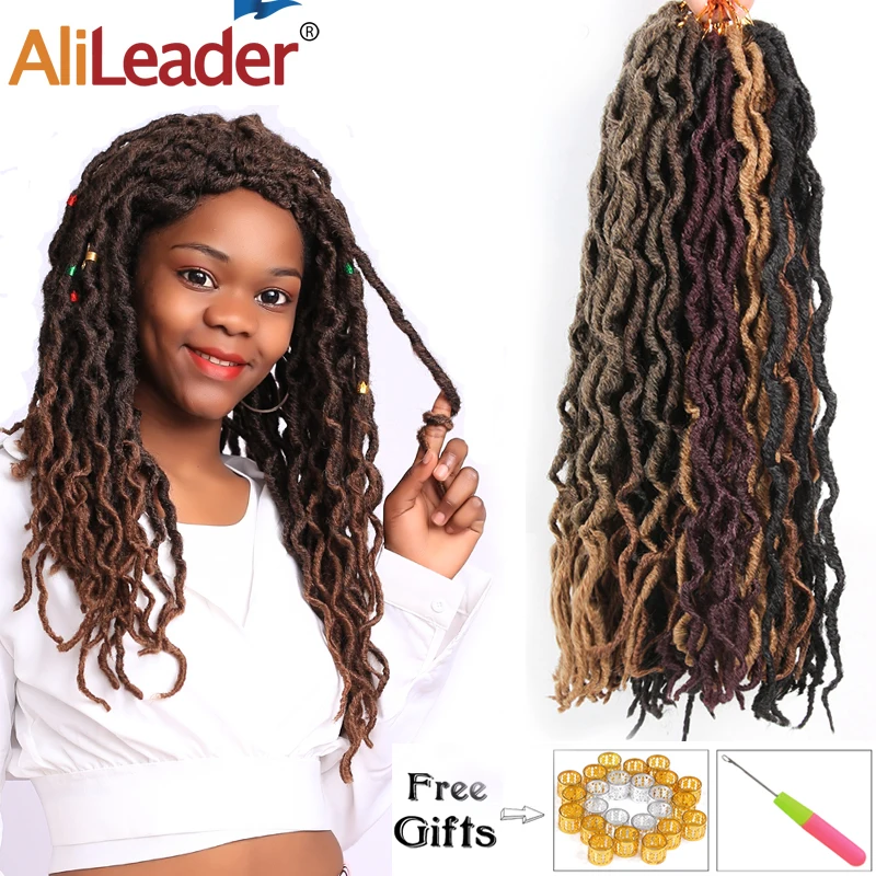 Alileader 100% Primium Nu Locs Ombre Faux кудряшки для наращивания 12/18 дюймов мягкие вязанные