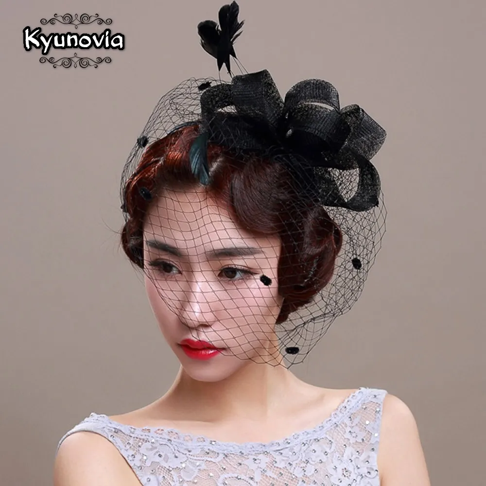 Kyunovia Bridal Veil Black Bridal Flower Feathers Fascinator Bride Wedding Hats Face Veils Bridal Net Feather Hats D65
Kyunovia Bridal Veil Black Bridal Flower Feathers Fascinator Bride Wedding Hats Face Veils Bridal Net Feather Hats D65
