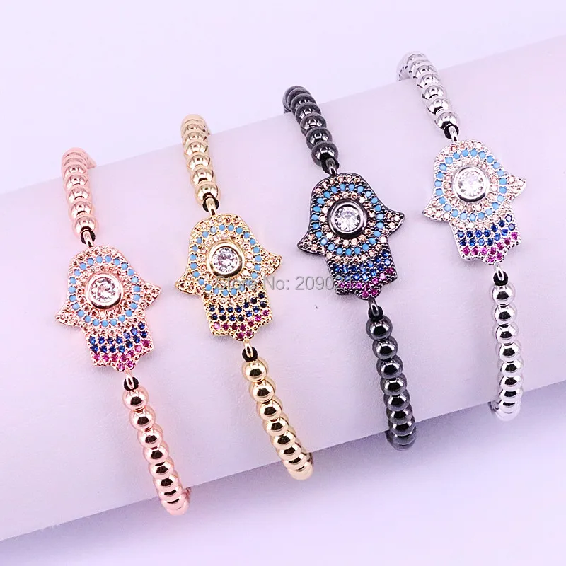 10Pcs Top Quality 4mm Round Brass Beads & Fashion Micro Pave CZ Hamsa Hand Braiding Macrame Bracelet
10Pcs Top Quality 4mm Round Brass Beads & Fashion Micro Pave CZ Hamsa Hand Braiding Macrame Bracelet
