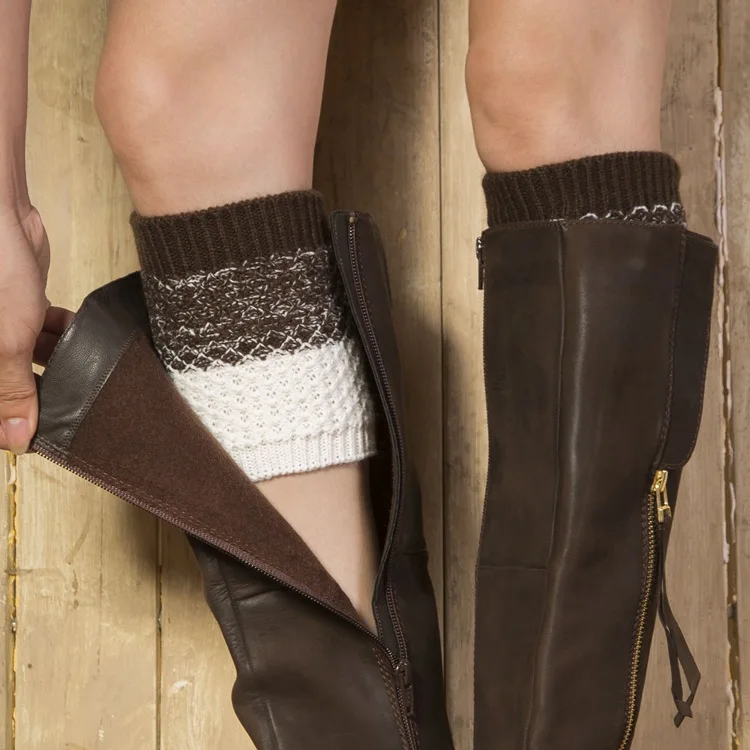 La MaxPa/осенне зимние шерстяные теплые вязаные носки с длинными рукавами гетры