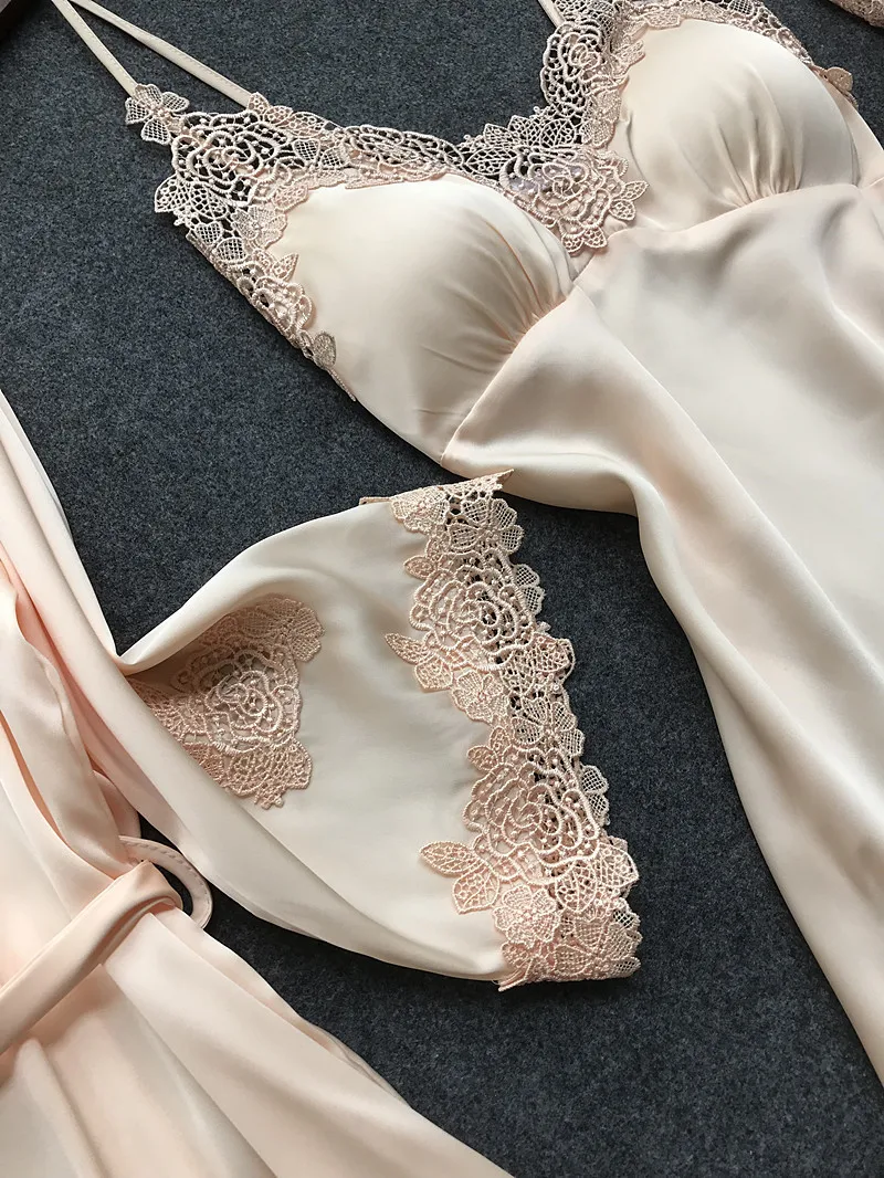 4Pcs Sets Women Sexy Lace Sleepwear Satin Nightwear Lingerie Pajamas Suit Soft Silk Pyjamas Tops Cami Shorts Covers Pijama Mujer
4Pcs Sets Women Sexy Lace Sleepwear Satin Nightwear Lingerie Pajamas Suit Soft Silk Pyjamas Tops Cami Shorts Covers Pijama Mujer
