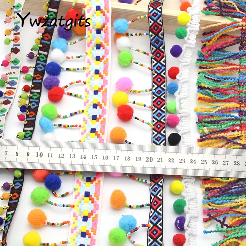 Ywzatgits 1yard/lot Tassel Lace Ribbon pom Pom Balls Trim Fabric For Sewing Garment Pillow Shoes Bag Material YN0302
Ywzatgits 1yard/lot Tassel Lace Ribbon pom Pom Balls Trim Fabric For Sewing Garment Pillow Shoes Bag Material YN0302