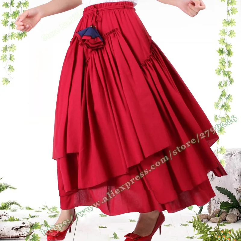 2019 Vintage Retro Casual Red Black Cotton Linen Pleated Asymmetrical Plissee Dance Female Skirt / Maxi Skirts With Womens
2019 Vintage Retro Casual Red Black Cotton Linen Pleated Asymmetrical Plissee Dance Female Skirt / Maxi Skirts With Womens