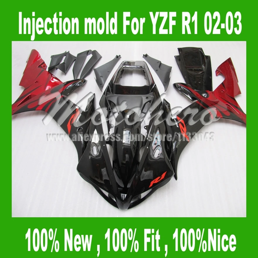 Injection 100%Fit fairing kits for 2002 Yamaha YZF-R1 02-03 YZF R1 2002 2003 Black Flame red YZF1000 R1 02 03 fairing kits #H44B
Injection 100%Fit fairing kits for 2002 Yamaha YZF-R1 02-03 YZF R1 2002 2003 Black Flame red YZF1000 R1 02 03 fairing kits #H44B