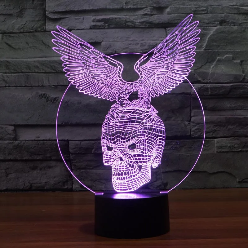 New Eagle in foreign trade holds skull colorful 3D lamp touch LED illusion lamp creative gift
New Eagle in foreign trade holds skull colorful 3D lamp touch LED illusion lamp creative gift