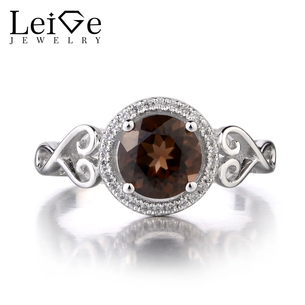Leige Jewelry 925 Sterling Silver Natural Smoky Quartz Ring Round Cut Gemstone Promise Engagement Rings Gifts for Women
Leige Jewelry 925 Sterling Silver Natural Smoky Quartz Ring Round Cut Gemstone Promise Engagement Rings Gifts for Women