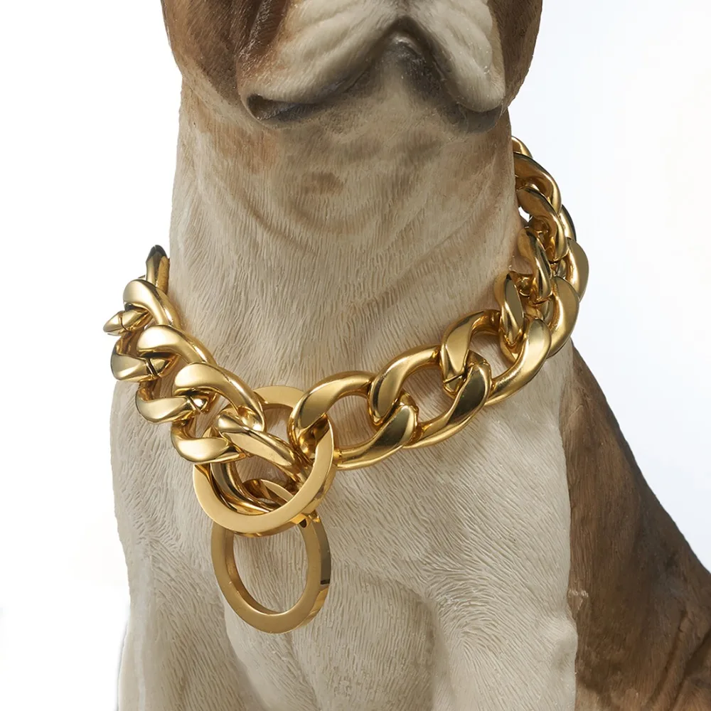15mm/19mm Strong Gold Silver Color Stainless Steel Curb Chain for Large Pet Dog Pitbull Doberman Training Collar Choker 18"-32"
15mm/19mm Strong Gold Silver Color Stainless Steel Curb Chain for Large Pet Dog Pitbull Doberman Training Collar Choker 18"-32"