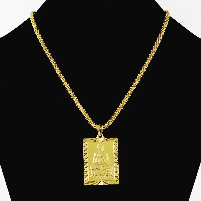 70CM Fashion Hiphop Men's Buddhism Style 24K Pure Gold Color Pendant Necklace for Men Boys Vintage Pop Party Necklaces Jewelry
70CM Fashion Hiphop Men's Buddhism Style 24K Pure Gold Color Pendant Necklace for Men Boys Vintage Pop Party Necklaces Jewelry