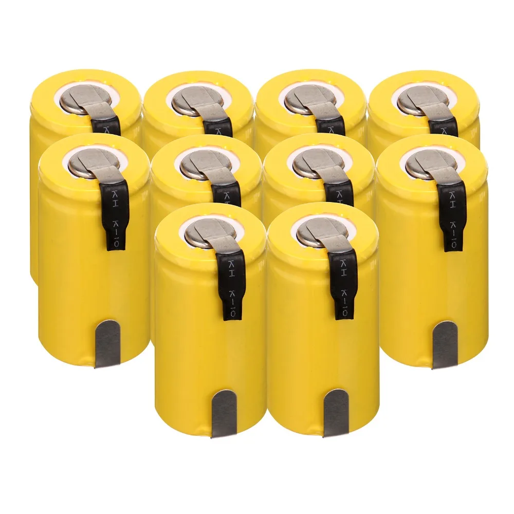 Russia shipping 10 PCS 18 sets 1.2V 1300mAh NiCd Sub C Rechargeable SC Battery With Tab Anmas Power | Электроника
