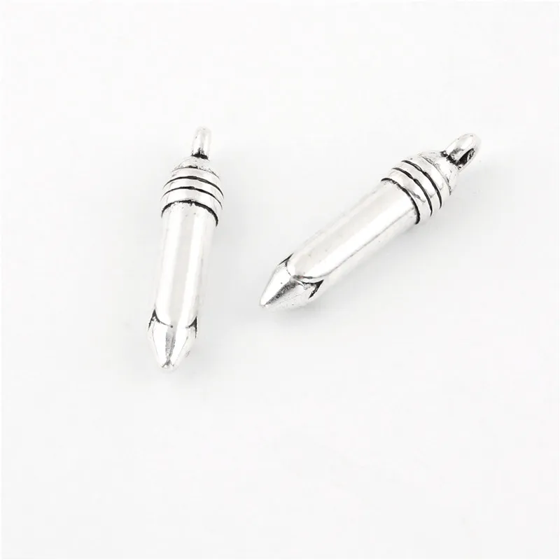 20Pcs Silver Color Pencil Charms School Gift Pendant Making Classic DIY Necklaces Accessories Jewelry 20x2mm A3127 | Украшения и