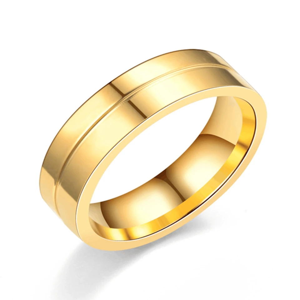 Обручальные кольца для влюбленных золотого цвета из нержавеющей стали с