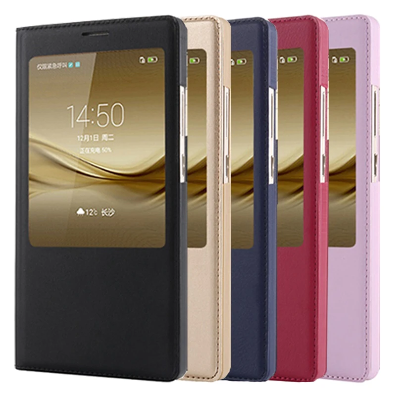 Кожаный магнитный флип чехол для Huawei Ascend Mate 7 8 9 Smart View чехлы телефонов Mate9 Mate8 Mate7 360