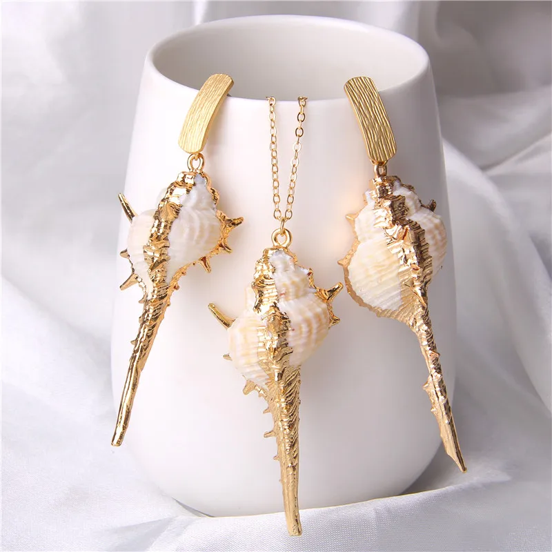 Natural Shell Jewelry Sets Women Necklace Gold Chain Conch Pendant Collar Shells Drop Earrings Women Irregular Dangle Earrings
Natural Shell Jewelry Sets Women Necklace Gold Chain Conch Pendant Collar Shells Drop Earrings Women Irregular Dangle Earrings