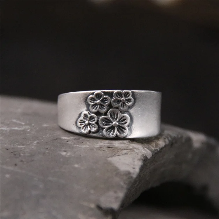 

2018 Rushed Anel Feminino Restoring Ancient Ways Do Old Literary Ms Plum Flower Ring Thai Carve Patterns Or Designs On Woodwork