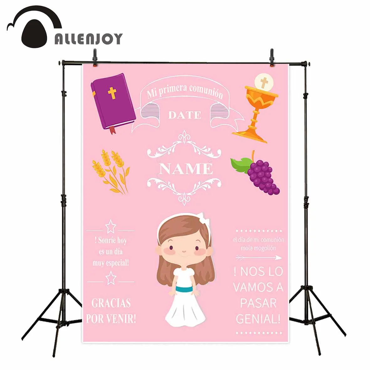 Allenjoy Holy Communion backdrop photocall girl pink God Bless custom Decoration Party photo backgrounds photography Photobooth
Allenjoy Holy Communion backdrop photocall girl pink God Bless custom Decoration Party photo backgrounds photography Photobooth