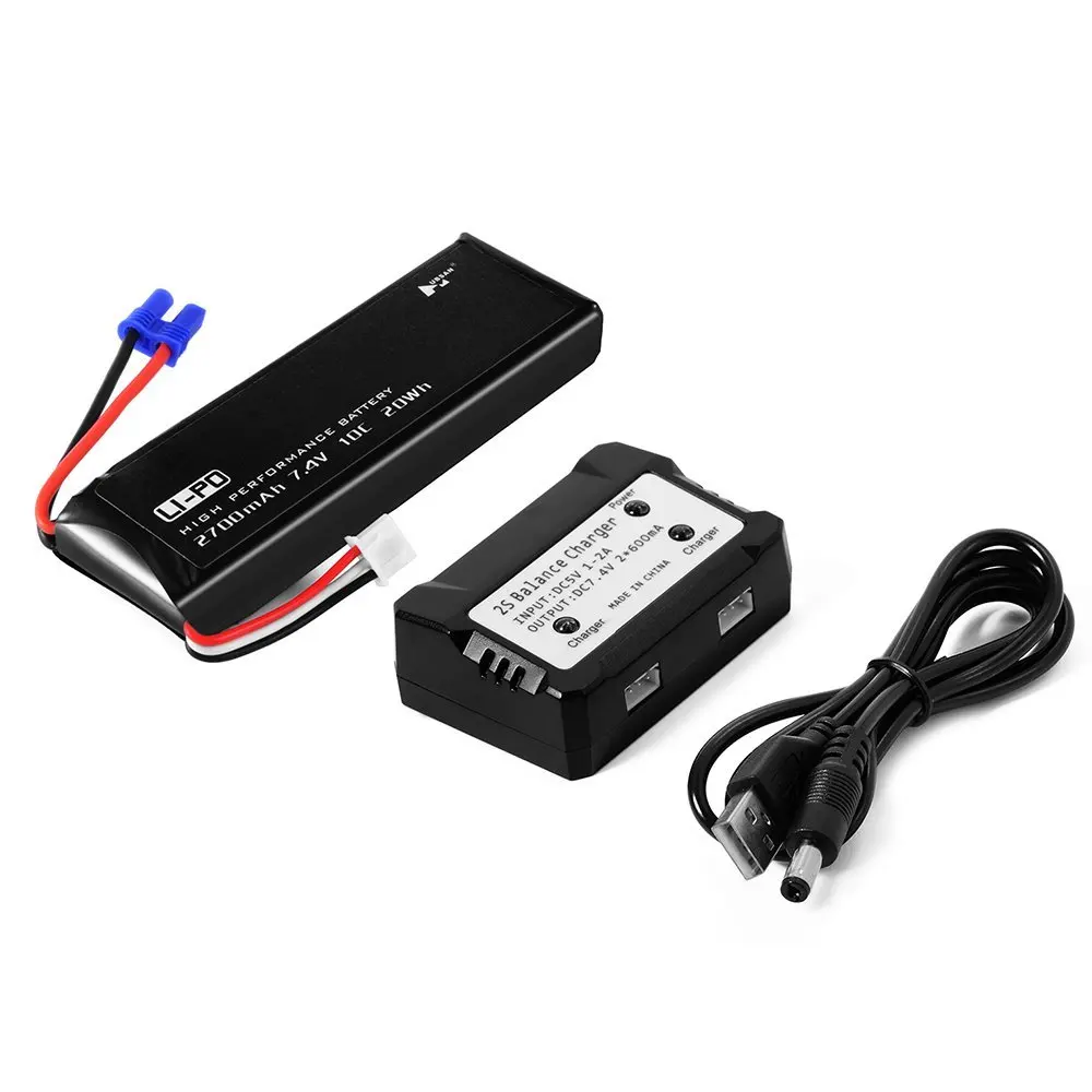 EBOYU 7.4V 2700mAh 10C Lipo Battery + 2 in 1 Battery Balance Charger for Hubsan H501S H501C RC Quadcopter Drone
EBOYU 7.4V 2700mAh 10C Lipo Battery + 2 in 1 Battery Balance Charger for Hubsan H501S H501C RC Quadcopter Drone