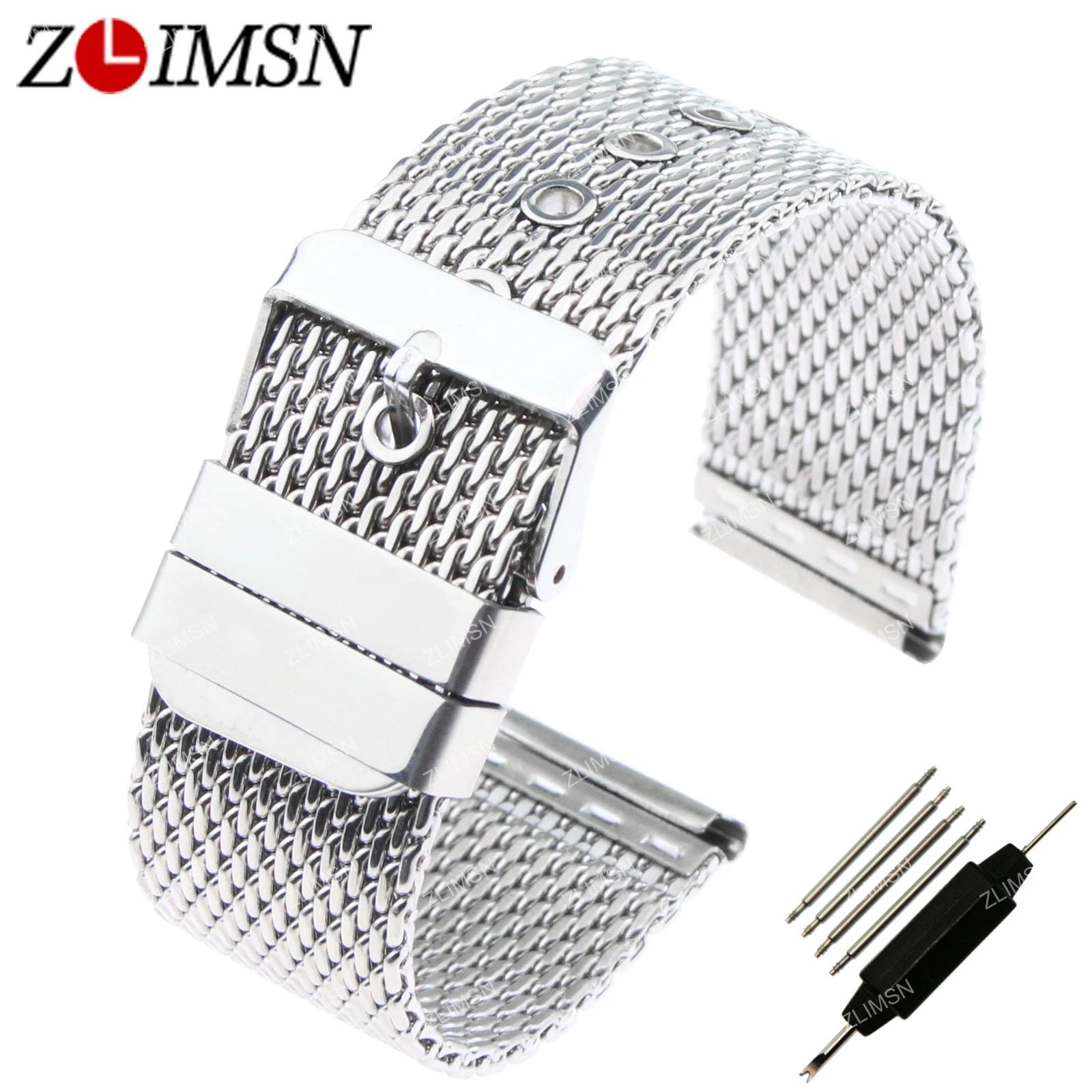 ZLIMSN Mesh Watchbands MenS Thick Watch Band Strap Stainless Steel Bracelet With Pin Buckle Relogio 18mm 20mm 22mm 24mm S20
ZLIMSN Mesh Watchbands MenS Thick Watch Band Strap Stainless Steel Bracelet With Pin Buckle Relogio 18mm 20mm 22mm 24mm S20