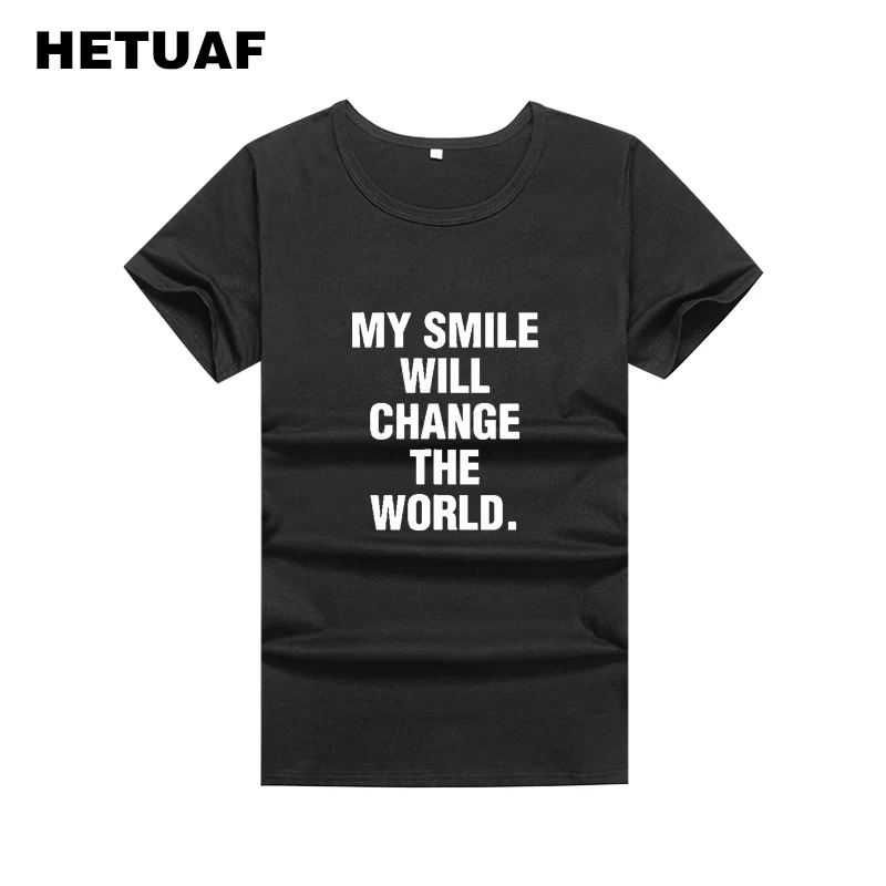 HETUAF MY SMILE CHANGE THE WORLD Tshirts Cotton Women Fashion Tumblr Black White T Shirt Women Tops Harajuku Tee Shirt Femme
HETUAF MY SMILE CHANGE THE WORLD Tshirts Cotton Women Fashion Tumblr Black White T Shirt Women Tops Harajuku Tee Shirt Femme