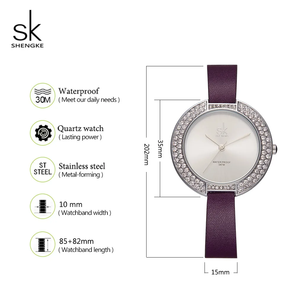 Shengke Women Watches Purple Fashion Leather Quartz Watch Luxury Crystal Diamond Ladies Watches 2019 SK Relogio Feminino #K0030 
Shengke Women Watches Purple Fashion Leather Quartz Watch Luxury Crystal Diamond Ladies Watches 2019 SK Relogio Feminino #K0030