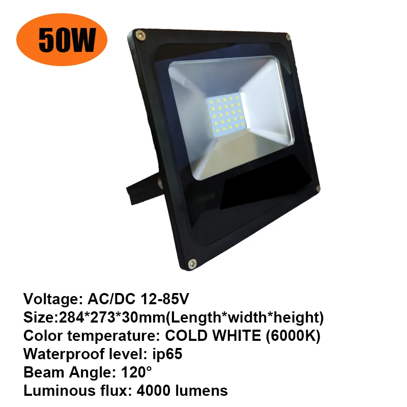 

Led Flood Light 50W 30W 20W 10W Waterproof IP65 Reflector Floodlight AC/DC12-85V foco Led Exterior Projecteur Outdoor Spotlight