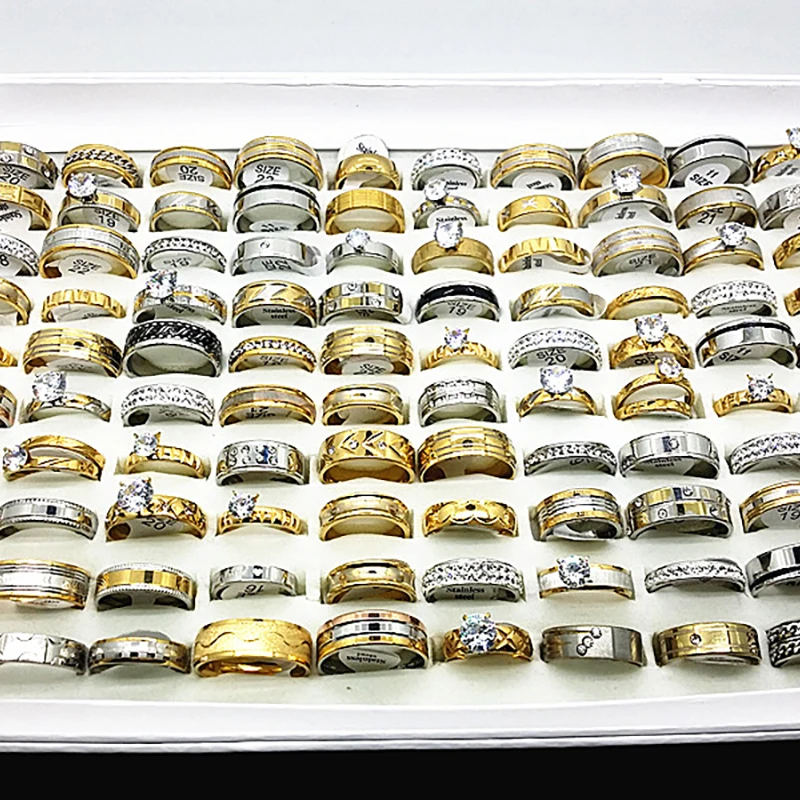 Wholesale 50pcs ring set gold silver color men's women's big rhinestone zircon stainless steel metal fashion engagement jewelry
Wholesale 50pcs ring set gold silver color men's women's big rhinestone zircon stainless steel metal fashion engagement jewelry